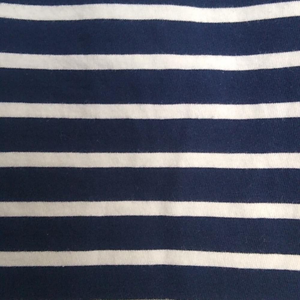 Boden Navy Blue White Striped T Shirt Rainbow Cuffed Short Sleeves Size 10 - Picture 4 of 10